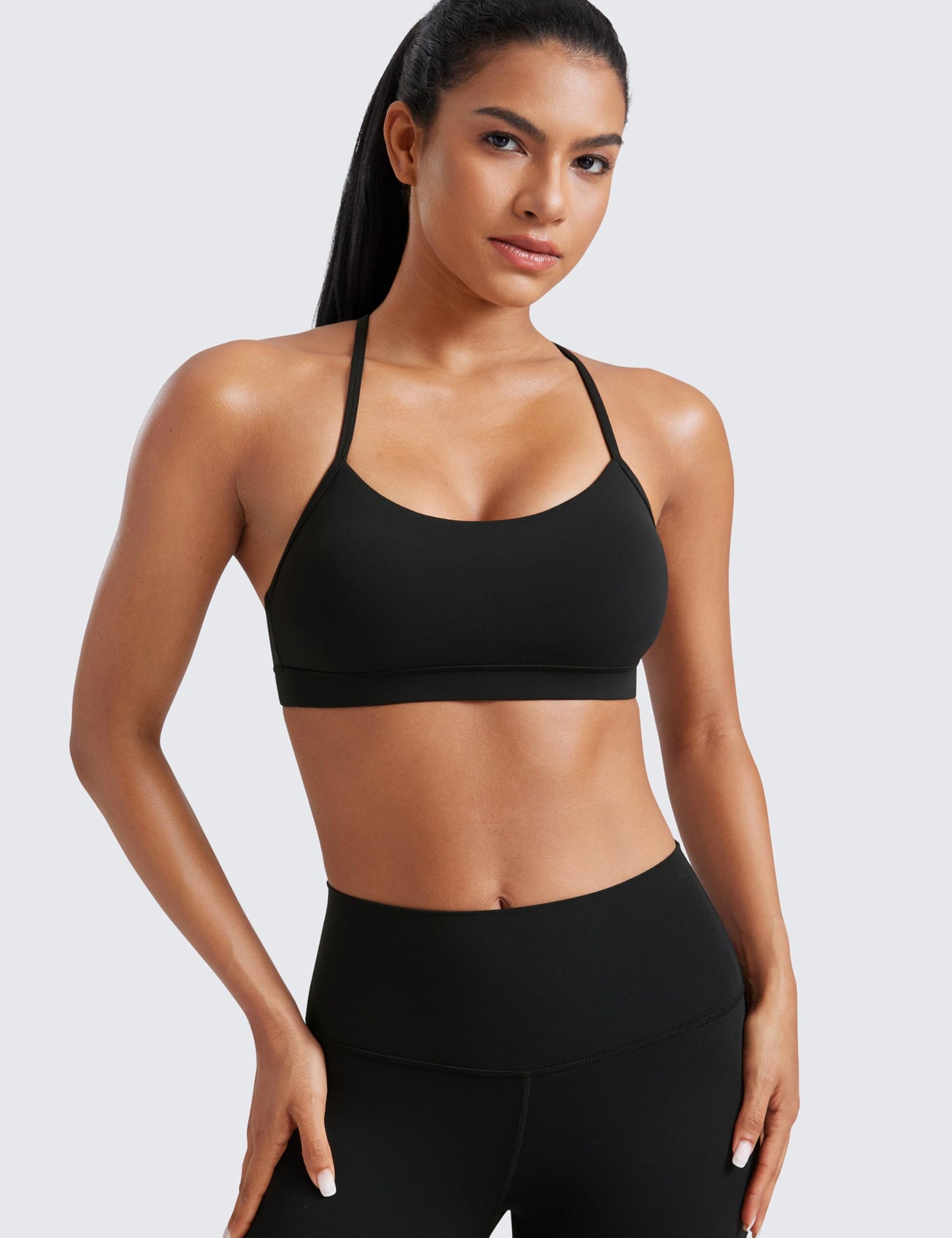 CRZ YOGA Butterluxe Y-Back Sports Bra – Low Impact, Padded, Spaghetti Strap Workout Top