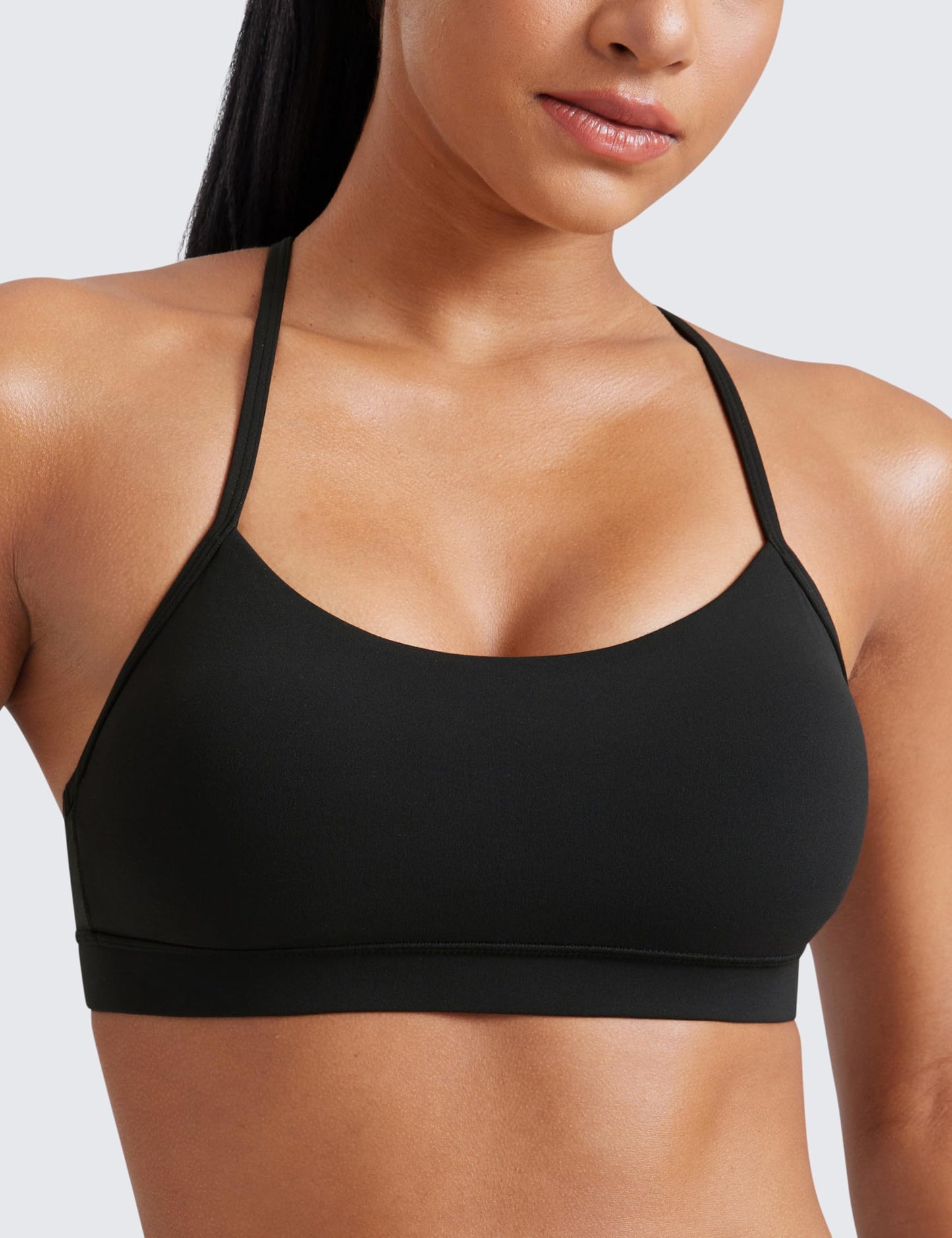 CRZ YOGA Butterluxe Y-Back Sports Bra – Low Impact, Padded, Spaghetti Strap Workout Top