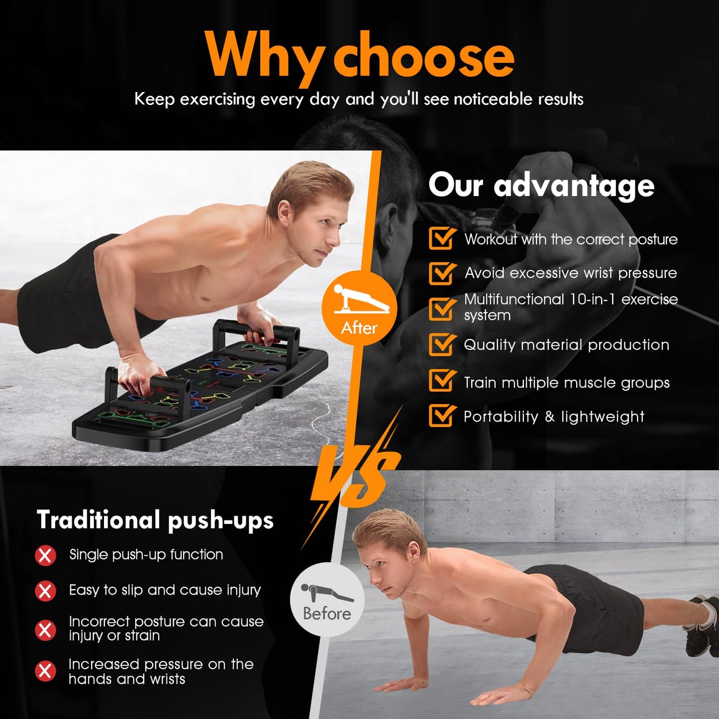 Portable Home Gym Kit with Push-Up Board, Pilates Bar, Resistance Bands & Ab Roller