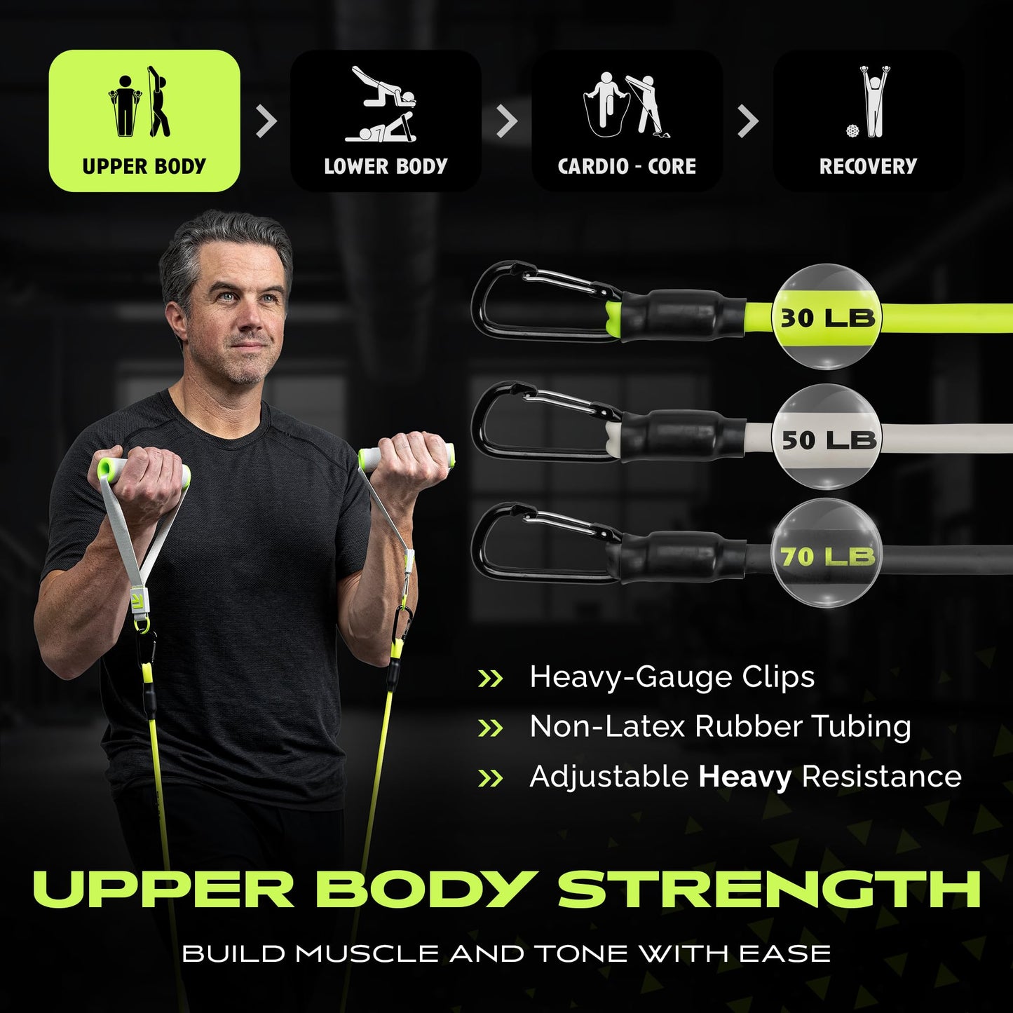 10-Piece Resistance Bands Set with Carry Bag – Full Body Home Workout Equipment